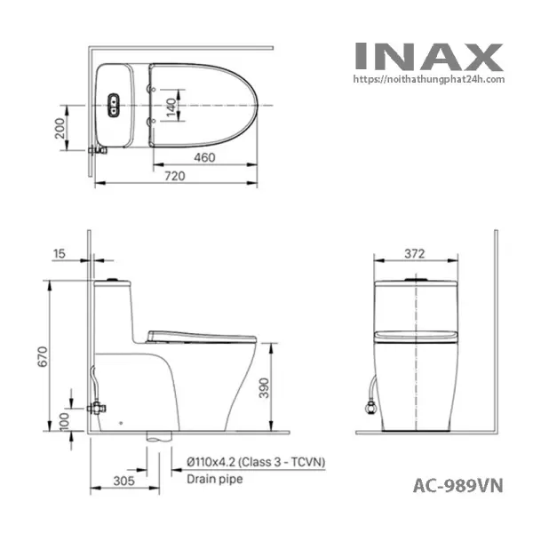 Bồn Cầu Inax 1 Khối AC-989VN