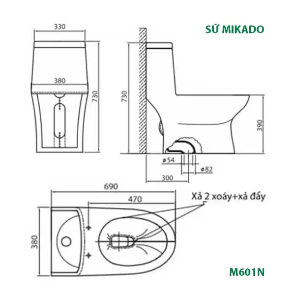 Bồn Cầu Mikado M601N 1 Khối