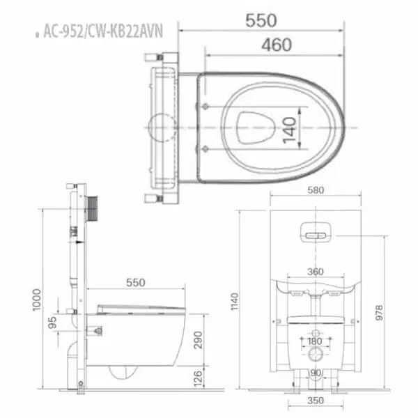 Bồn Cầu Inax AC-952-CW/KB22AVN Treo Tường Điện Tử