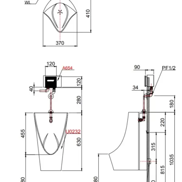 Bồn Tiểu Nam Treo Tường CAESAR U0232