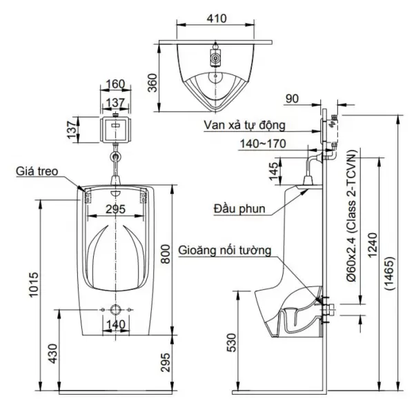 Bồn tiểu nam Inax AU-411V