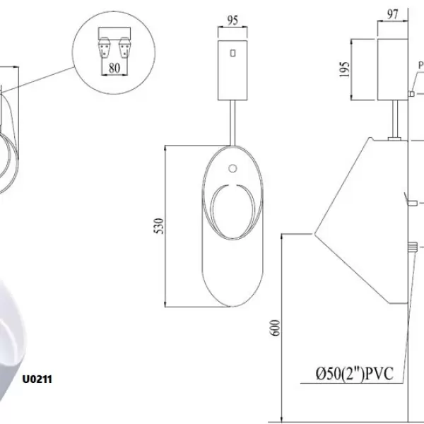 Bệ Tiểu Nam CAESAR U0211 Treo Tường