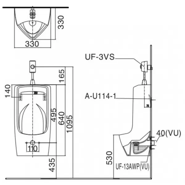 Bệ chậu tiểu nam INAX AU-431VR
