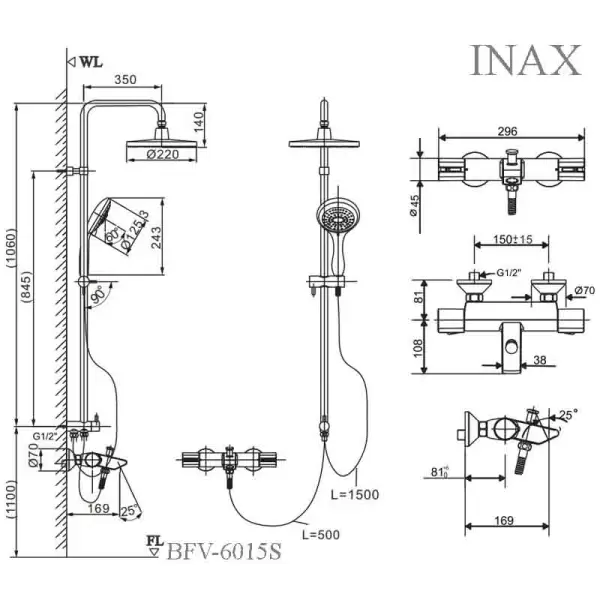 Cây Sen Tắm Nóng Lạnh Inax BFV-6015S Nhiệt Độ