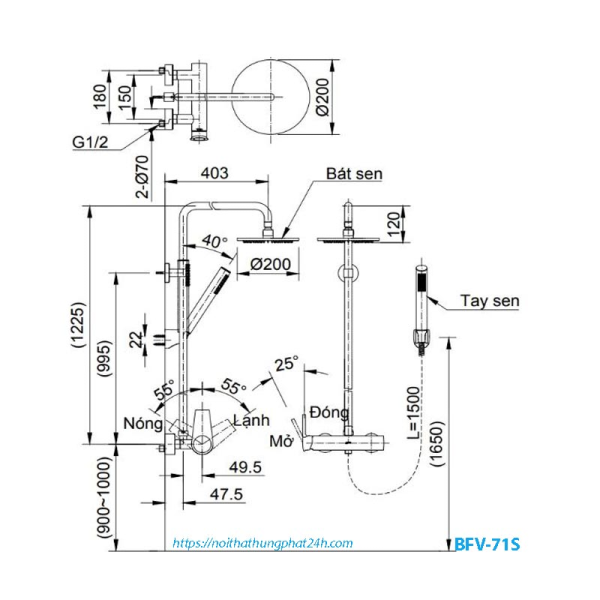 Cây sen tắm nóng lạnh Inax BFV-71S