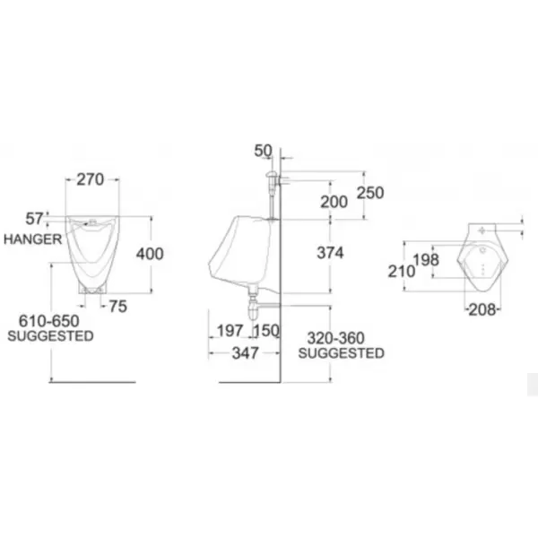 Bồn tiểu nam treo tường  American Standard VF-0412