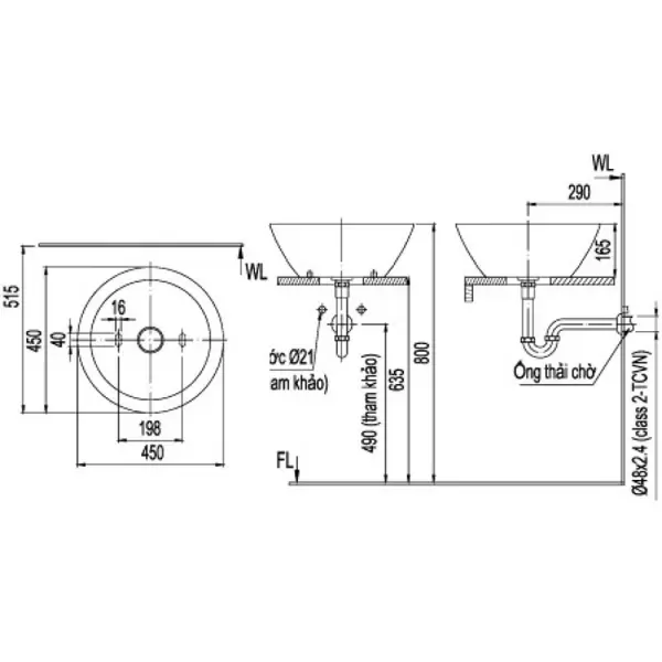Chậu rửa mặt lavabo đặt bàn Inax AL-445V