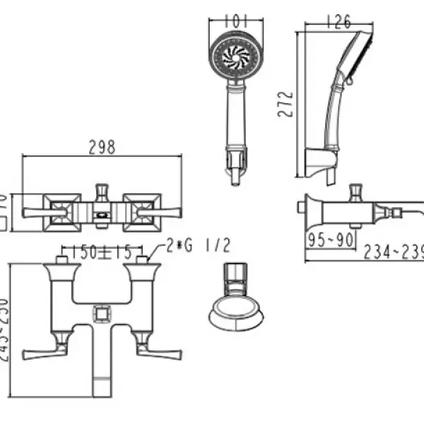 Vòi sen tắm nóng lạnh American Standard WF-1611