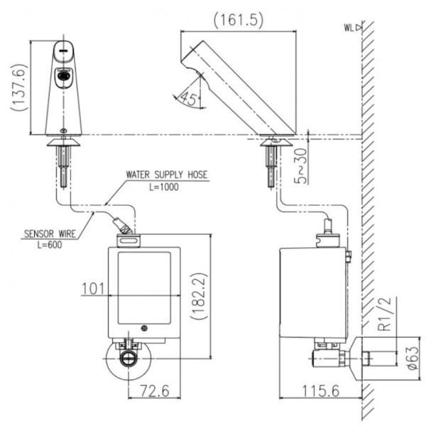 Vòi rửa mặt lavabo cảm ứng nước lạnh Inax AMV-300