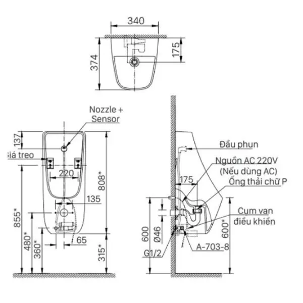 Bồn tiểu nam Inax AU-468IR 