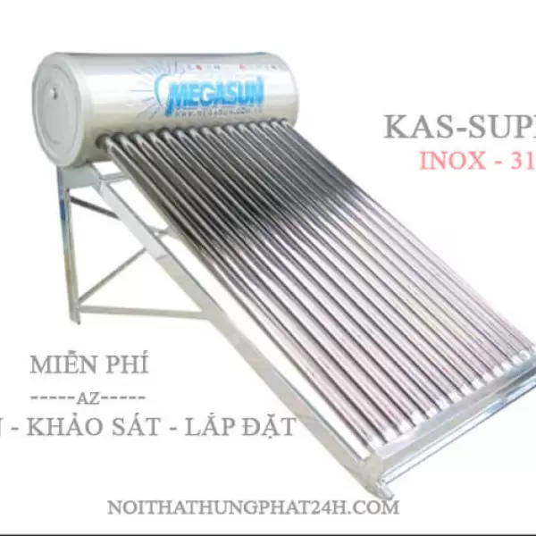 BÌNH NƯỚC NÓNG NĂNG LƯỢNG MẶT TRỜI MEGASUN KAS-SUPER 240 LÍT INOX 316