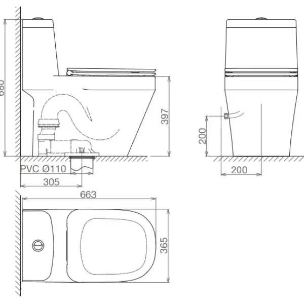 Bồn cầu 1 khối Viglacera V68
