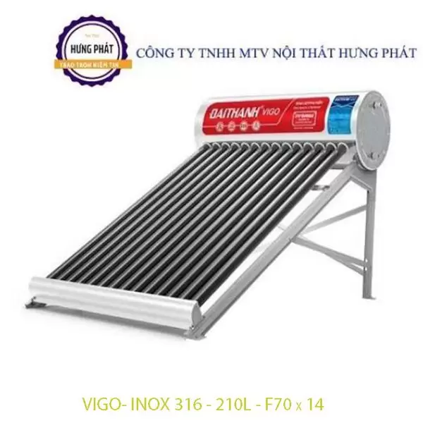 Máy Nước Nóng Năng lượng Mặt Trời Đại Thành 210L Inox 316 (VIGO)- F70- 14 Ống