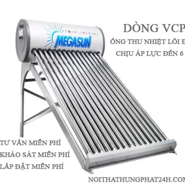 MÁY NƯỚC NÓNG NĂNG LƯỢNG MẶT TRỜI MEGASUN VCP 150 LÍT ỐNG LÕI ĐỒNG