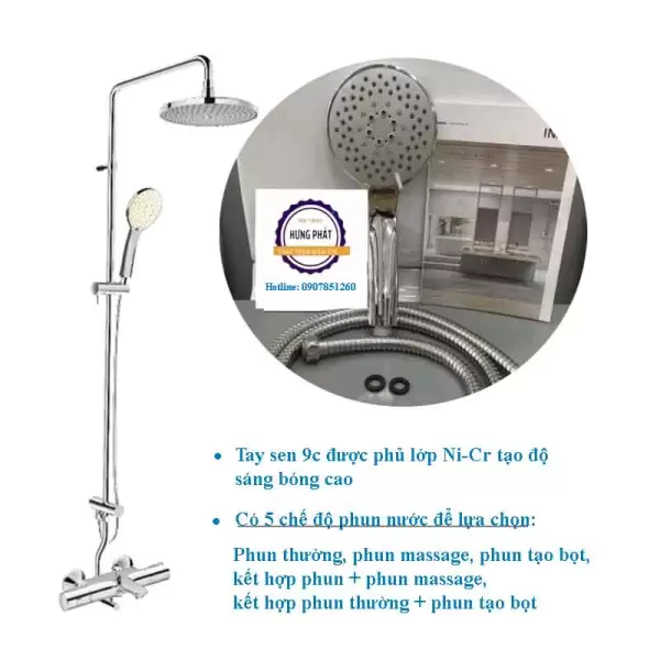 Vòi Sen Tắm Cây Inax BFV-3415T-9C Nhiệt Độ