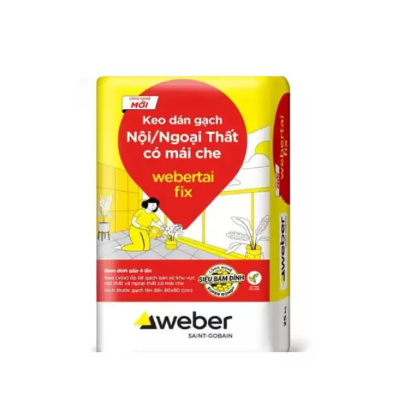 Keo dán gạch ốp tường Weber Tai Fix màu xám
