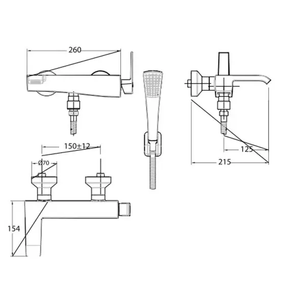 Vòi sen tắm nóng lạnh American Standard WF-0611