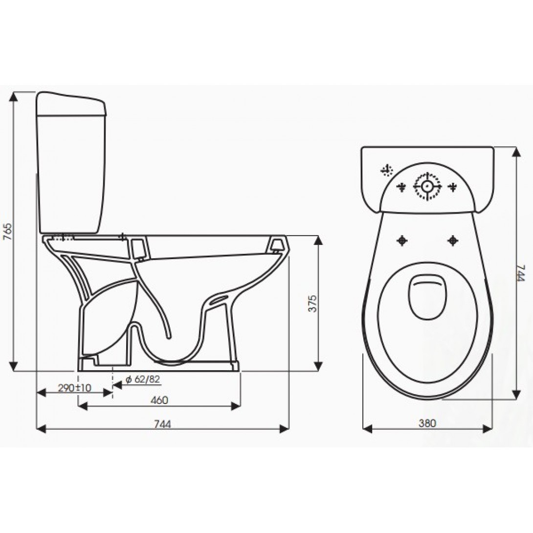 Bồn Cầu 2 Khối Thiên Thanh RUBY CD 0725G Xả Gạt