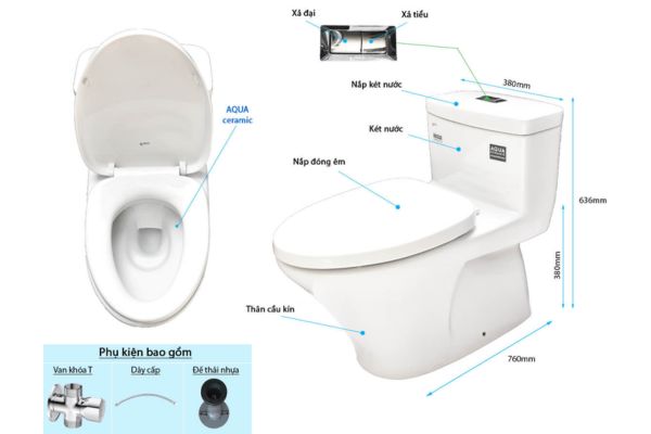 Cấu tạo bồn cầu một khối gồm những bộ phận nào?