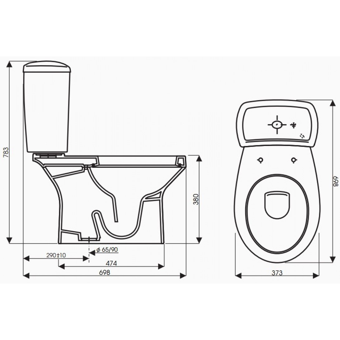 Bồn Cầu 2 Khối Thiên Thanh SAND CD6464 Xả 2 Nút Nhấn