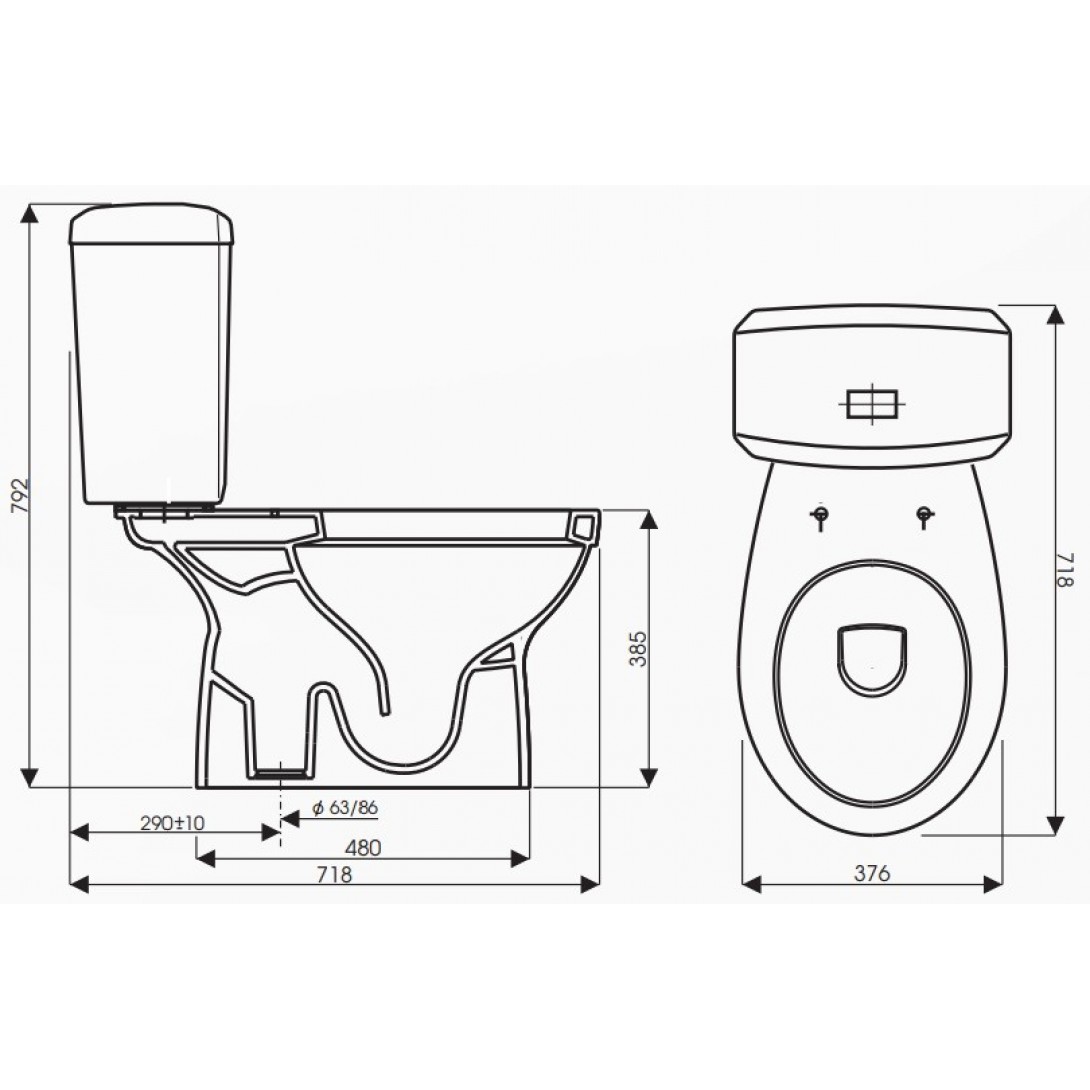 Bồn cầu 2 khối xả 2 nút nhấn Thiên Thanh WAVES CD 7062G