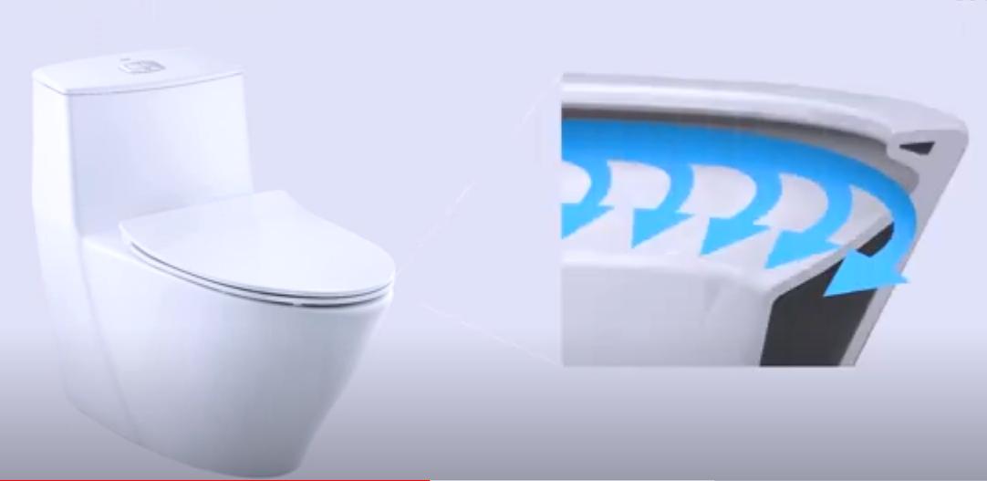 Công nghệ xả DOUBLE VOTEX và vành rim trơn láng của bồn cầu 1 khối Inax