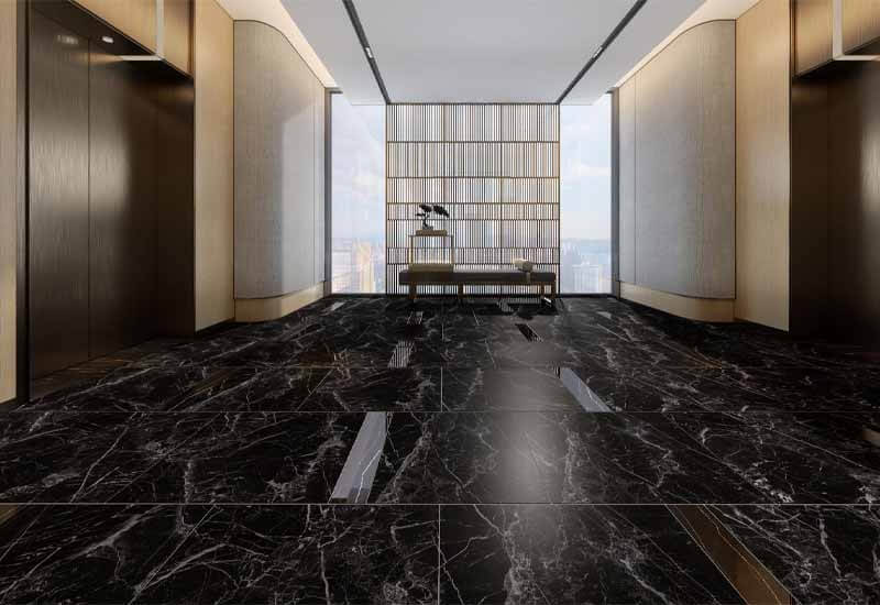 Gạch 60x60 Đồng Tâm PHARAON005-H+ màu đen vân đá, chất liệu Porcelain cao cấp.