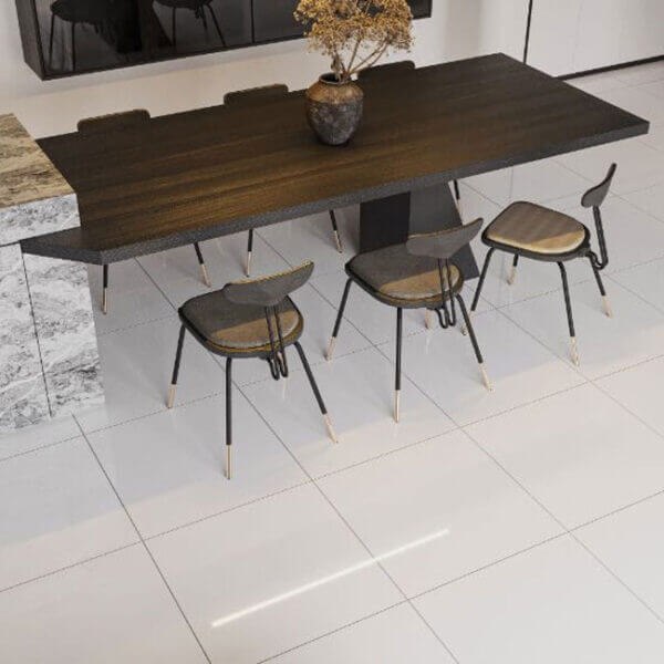 Gạch Đồng Tâm 60x60 SNOW001-FP men bóng trơn, màu trắng kem thanh lịch, chất liệu porcelain bền chắc, dễ phối nội thất, thuộc bộ sưu tập MARBLE.