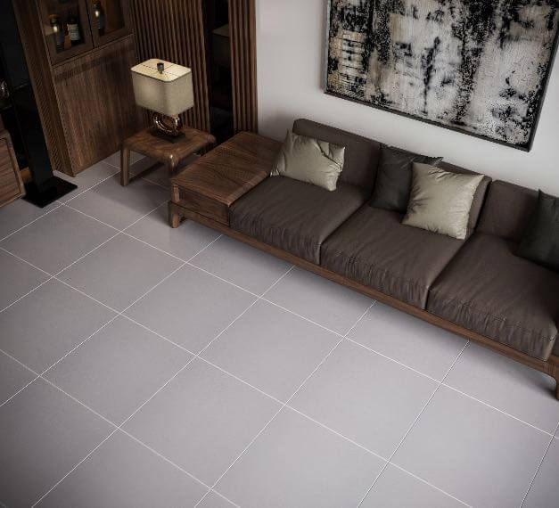 Gạch Lát Nền Đồng Tâm 6060VENUS002 màu xám trung tính, họa tiết vân đá nhẹ nhàng thuộc BST VENUS Đồng Tâm