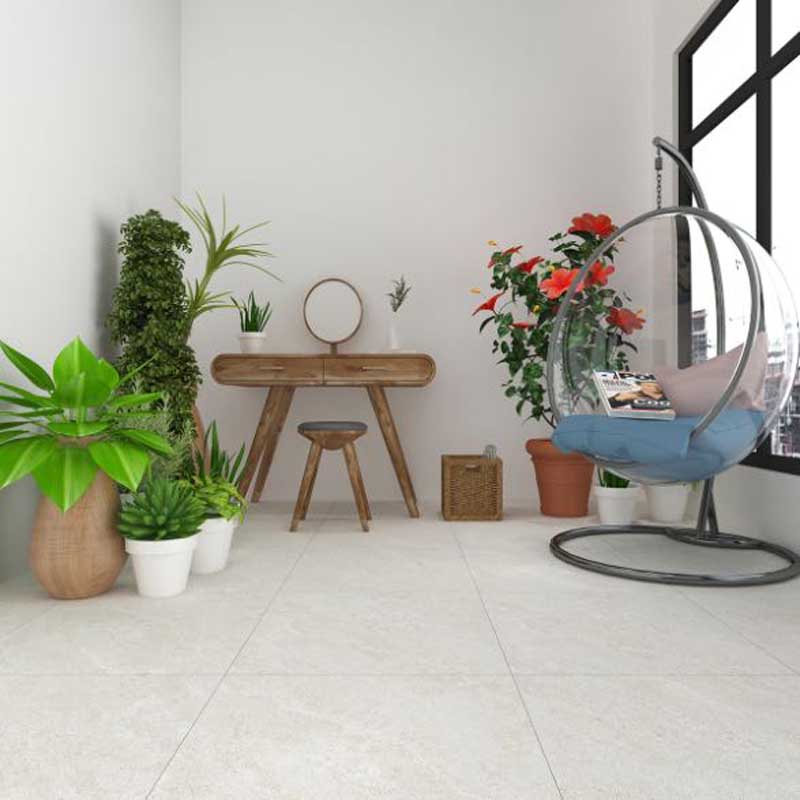 Gạch lát nền 60x60 Đồng Tâm BINHTHUAN005 với tông màu xám nhạt trang nhã, bề mặt nhẵn cùng họa tiết vân đá nhẹ nhàng