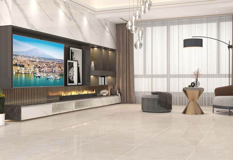 Gạch Đồng Tâm 60x60 CATANIA001-FP-H+ - Bề mặt bóng hoa văn vân Crema Mafil tinh tế, khả năng kháng khuẩn và độ bền vượt trội