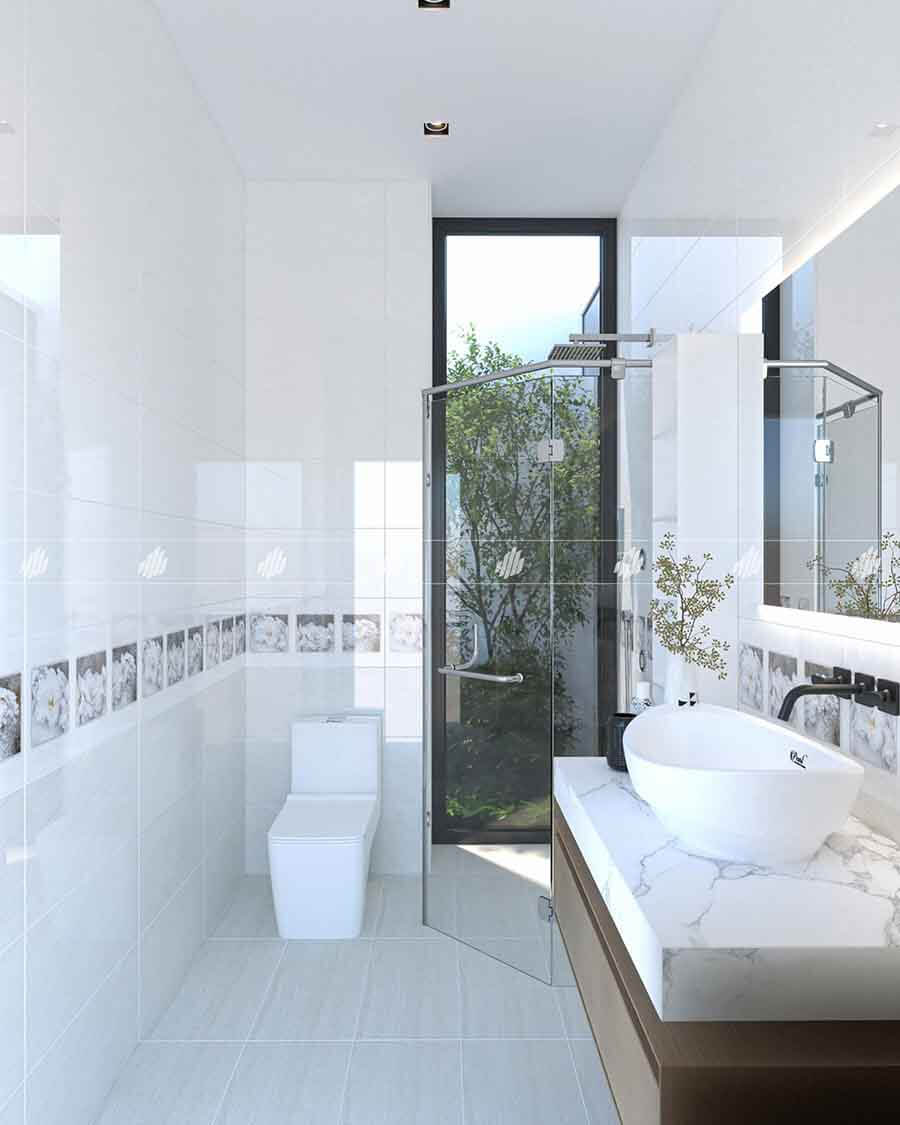 Gạch 30x60 đồng tâm 3060ROXY001 men ceramic bóng, màu trắng vân mây mang lại vẻ đẹp tinh tế
