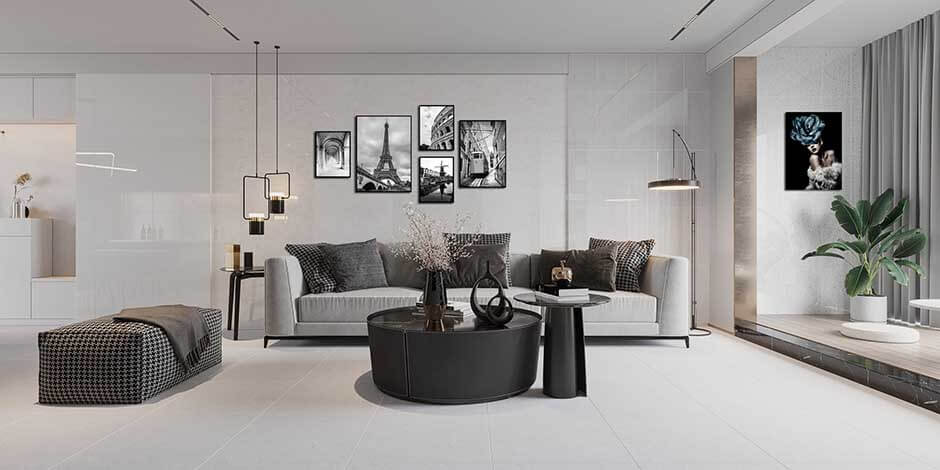 Gạch men 30x60 Đồng Tâm DELUXE003 - Tông xám hiện đại, bề mặt bóng nhẵn, lý tưởng cho không gian phòng khách, bếp, phòng ngủ