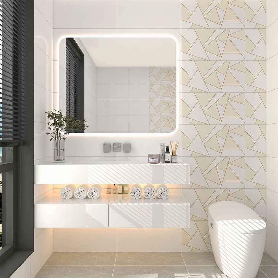 Gạch ốp nhà tắm 30x60 D3060DELUXE005 bề mặt nhẵn phủ men bóng cùng họa tiết vân đá kết hợp trang trí tinh tế