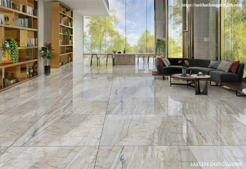 Gạch lát nền 1000x1000 Đồng Tâm DONGVAN005-FP-H+ ứng dụng linh hoạt cho phòng khách, phòng ngủ, bếp, hành lang và công trình công cộng nhờ độ bền cao và thẩm mỹ sang trọng