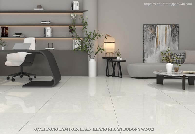 Gạch lát nền Đồng Tâm 100x100 DONGVAN003-FP-H+ với kích thước lớn, kết hợp vân đá ngẫu nhiên, phù hợp cho mọi không gian nội thất như nhà ở, hành lan sảnh lớn hay những công trình công cộng...
