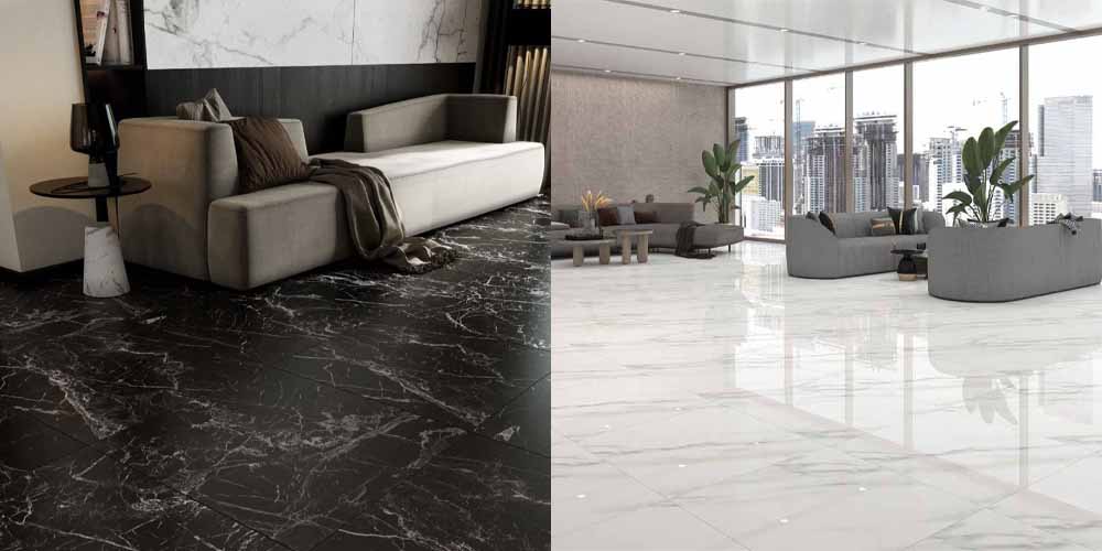 Gạch lát nền Đồng Tâm 80x80 với 2 mẫu gạch Porcelain men mờ và bóng kính