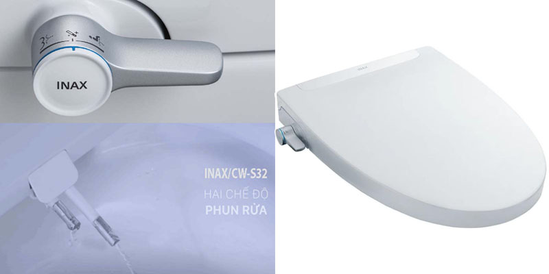 bồn cầu treo tường nắp rửa cơ INAX AC-952+CW-S32VN với 2 vòi phun rửa trước và rửa sau dễ dàng sử dụng