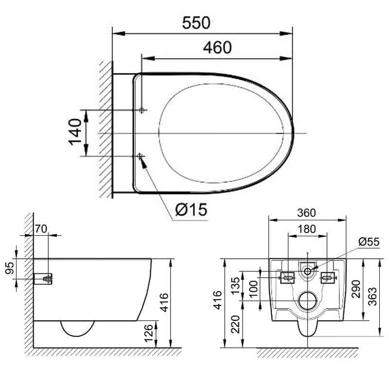 Bản vẽ bồn cầu treo tường INAX AC-952VN