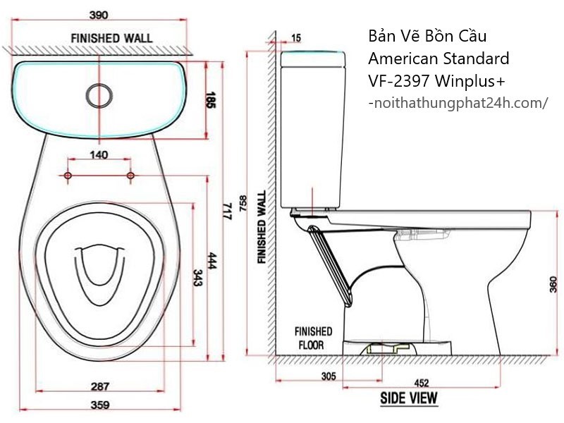 kích thước bồn cầu american standard