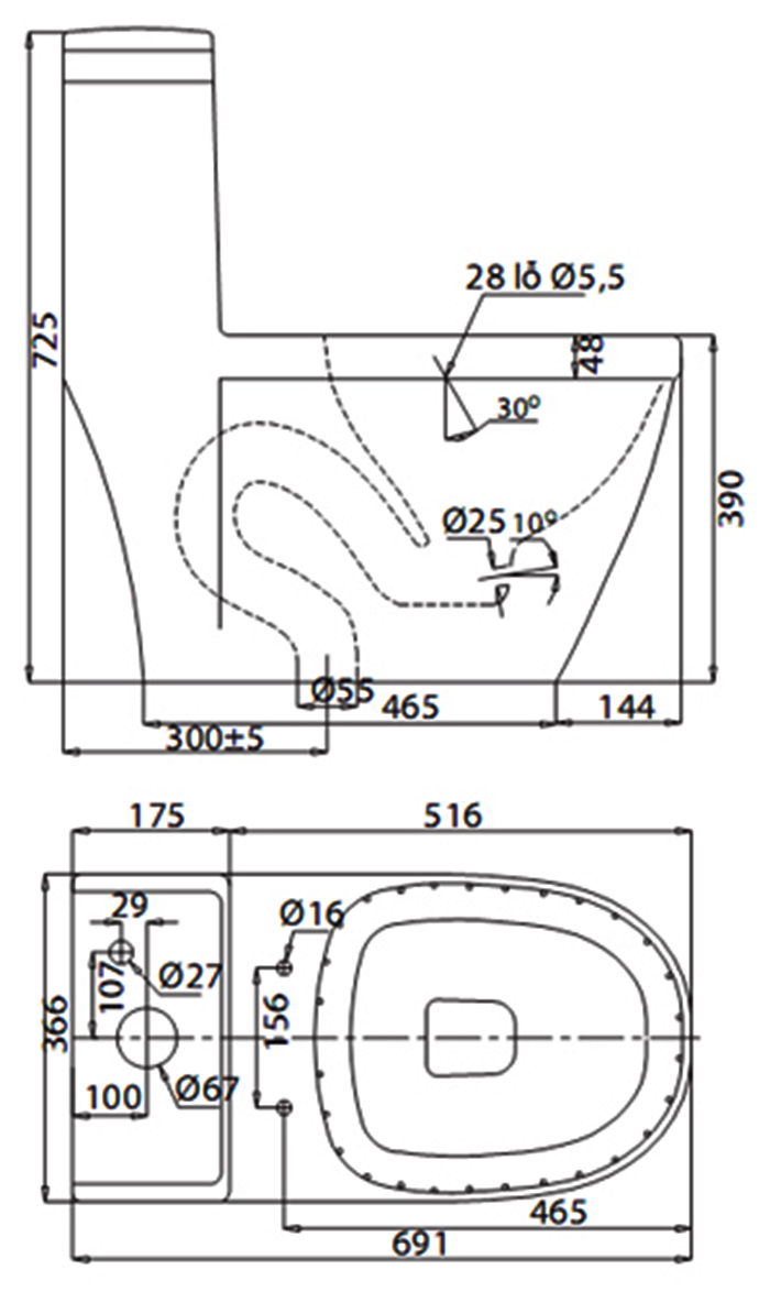 bồn cầu 1 khối Viglacera V35