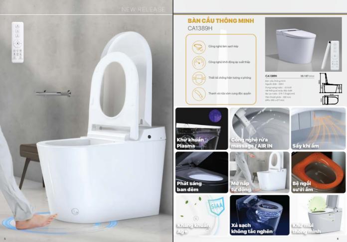Bồn cầu thông minh Caesar được tích hợp nhiều tính năng hiện đại