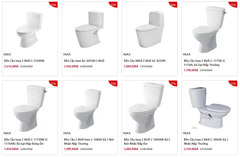 Bồn cầu INAX 2 khối chất lượng cao tại Quận 6