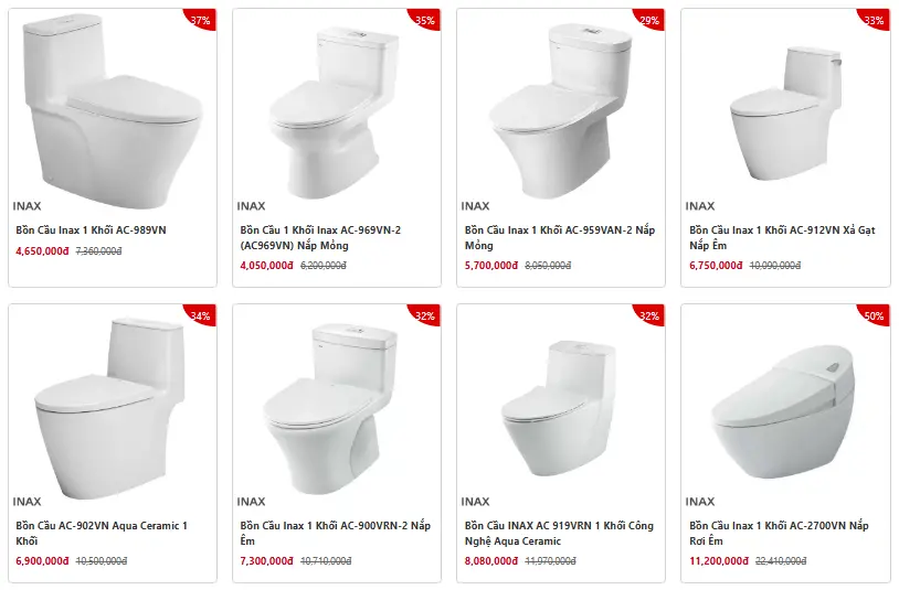 Bồn cầu INAX 1 khối chính hãng tại Nội Thất Hưng Phát, Quận 6