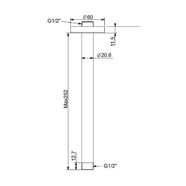 Bản vẽ cần treo sen gắn trần American