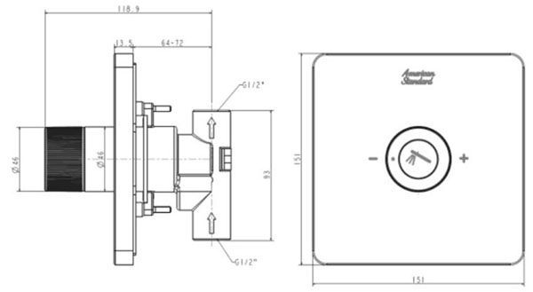 ​​​​​​​Bản vẽ nút chỉnh tay sen American FFAS0925