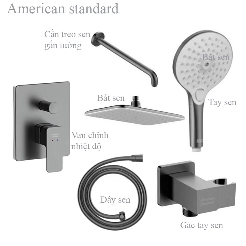 ​​​​​​​Bộ vòi sen âm tường American Standard màu xám giá rẻ chính hãng tại Nội Thất Hưng Phát HCM