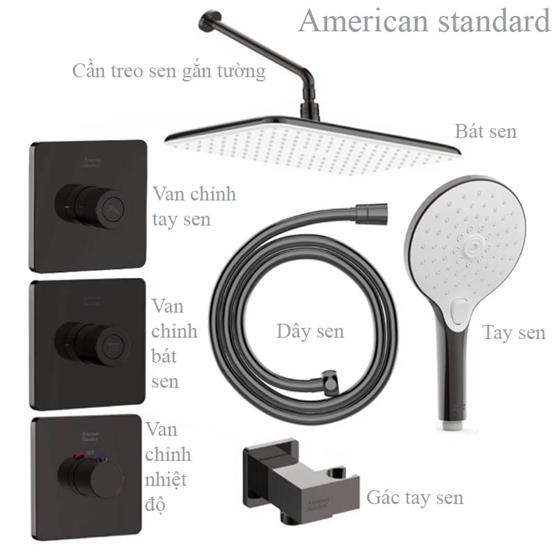 Combo bộ sen âm tường American Standard màu xám giá rẻ tại Nội Thất Hưng Phát