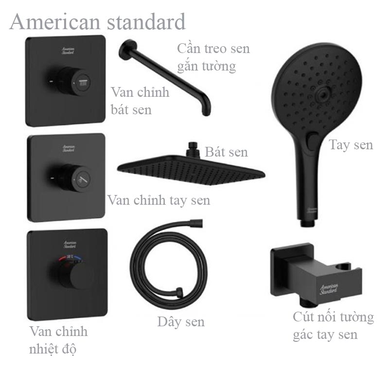 Sen tắm âm tường American Standard màu đen giá tốt tại Nội Thất Hưng Phát