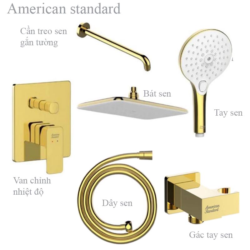 Bộ sen tắm âm tường American Standard màu vàng giá rẻ chính hãng tại Nội Thất Hưng Phát HCM